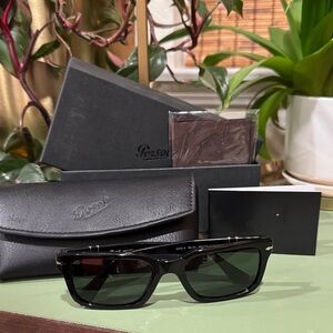 Persol Black Leather Case with Embossed Logo